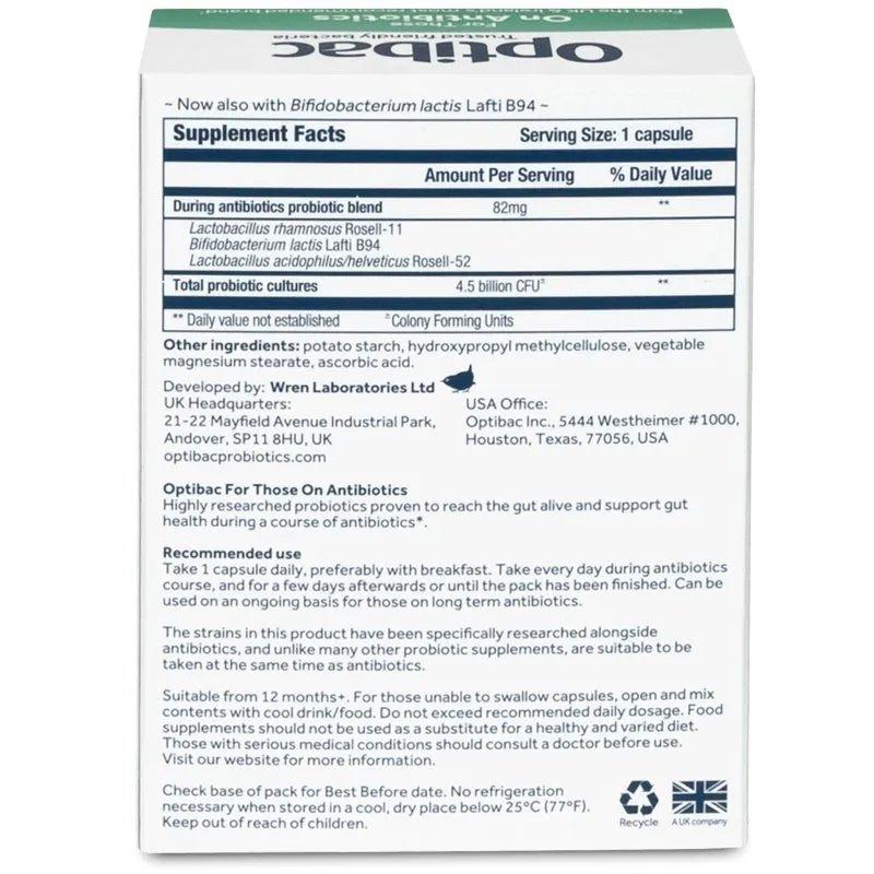 Optibac Probiotics For Those On Antibiotics - 10 Capsules, Digestive Supplement