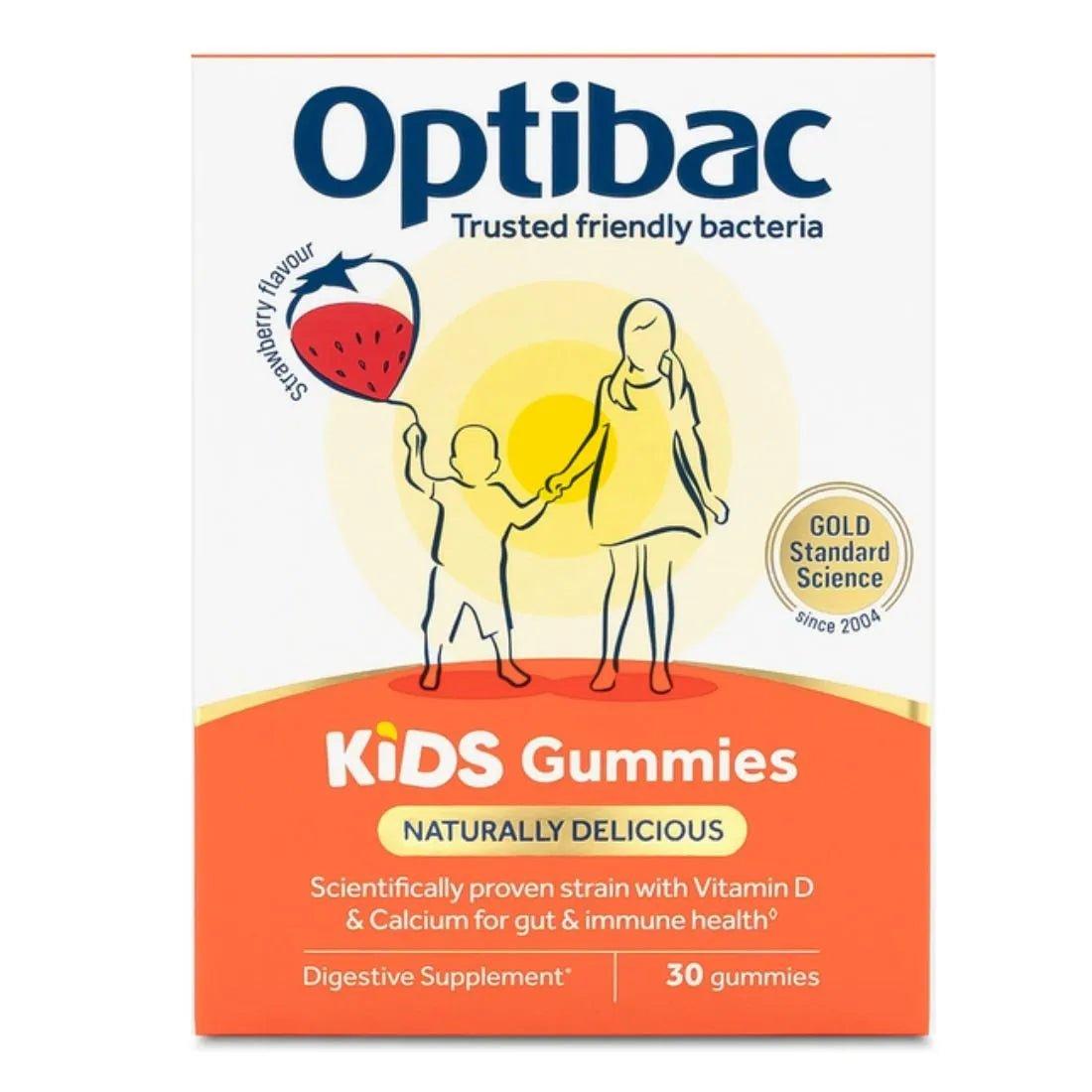 Optibac Kids Strawberry Gummies Probiotics 30 Count - Immune & Digestive Support, Vegan, Dairy Free, Gluten Free, GMO Free, Free from Gelatin, Free from Artificial Colours