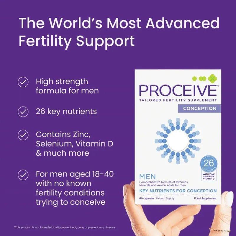 Proceive Men Conception Fertility Supplement 60 Capsules with 26 Nutrients, Zinc, Selenium, Vitamin D