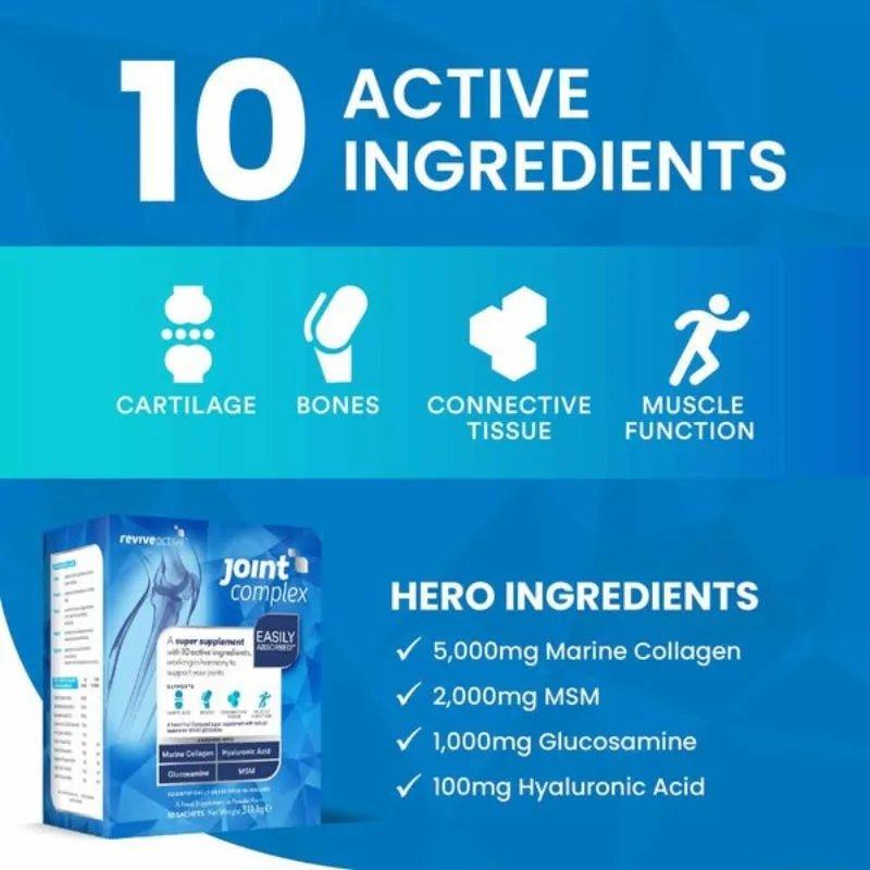 Revive Active Joint Complex 7 Day Pack Marine Collagen, MSM, Glucosamine, Hyaluronic Acid, Forest Fruit Flavor