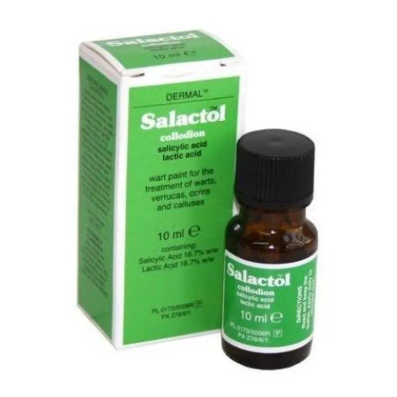 Salactol Collodion Wart Paint for treatment of warts, verrucas, corns and calluses - 10ml - Lactic Acid & Salicylic Acid