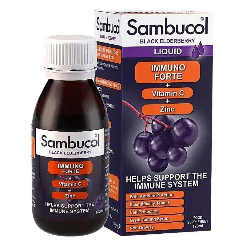 Sambucol Black Elderberry Immuno Forte Liquid 120ml Vitamin C Zinc Immune Support