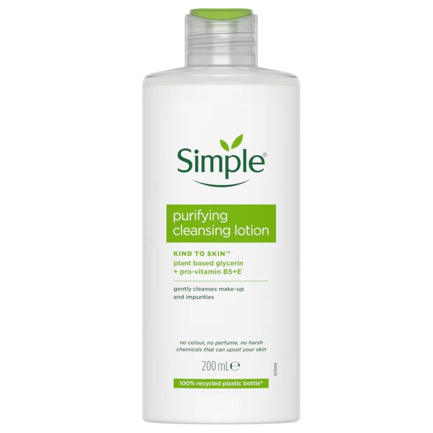 Simple Purifying Cleansing Lotion 200ml for Sensitive Skin, Gently Cleanses, Kind to Skin