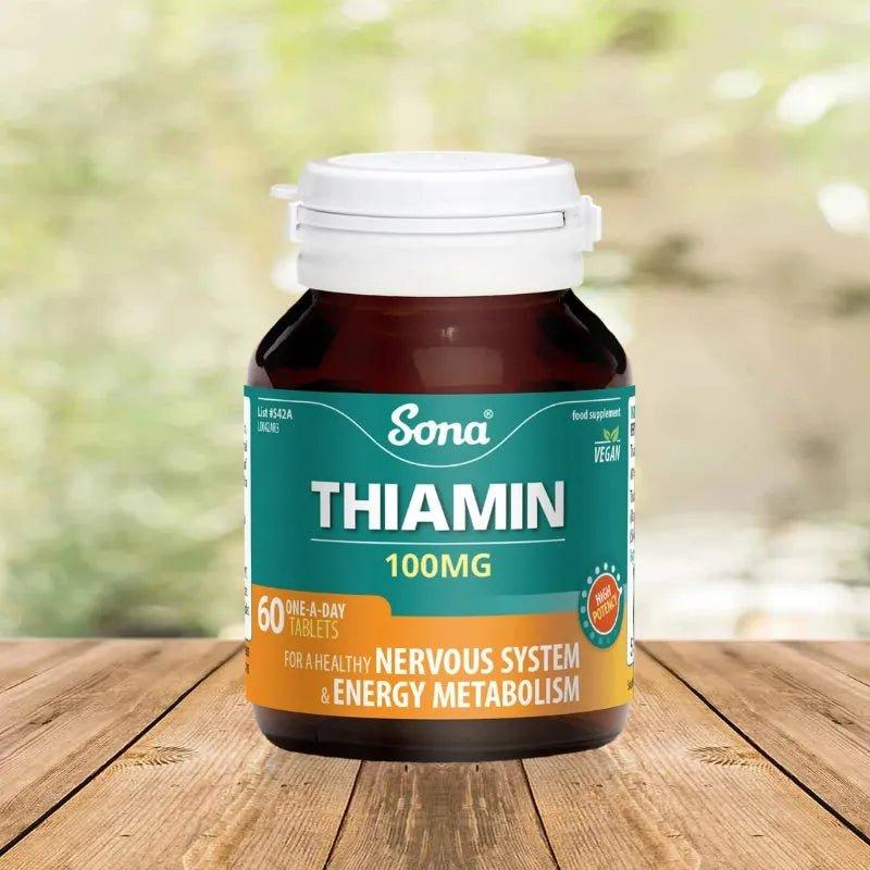 Sona Thiamin 100mg (60) Tablets - For Nervous System & Energy Metabolism - Vegan