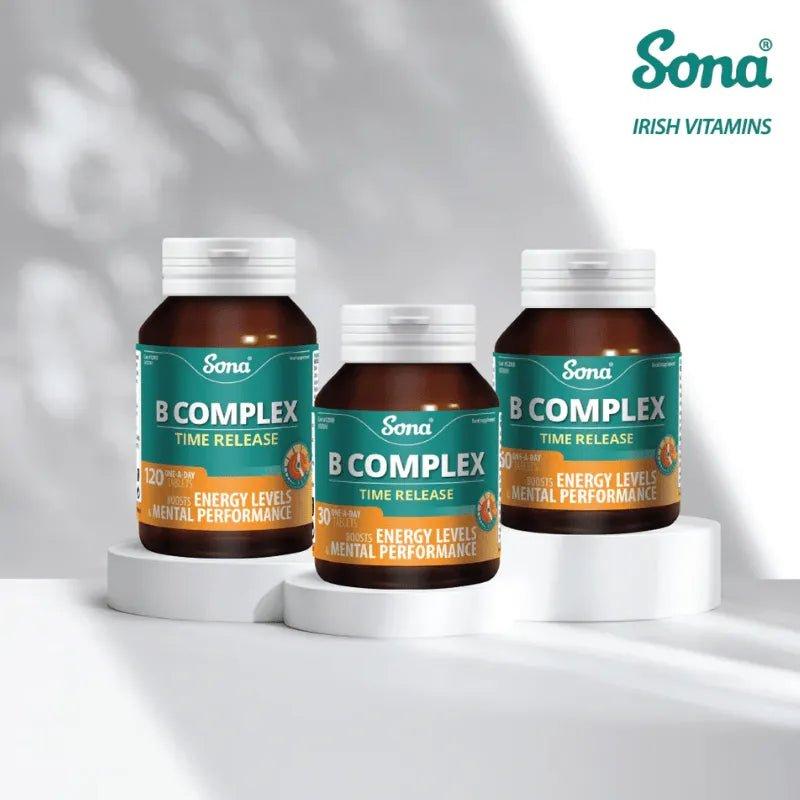 Sona B Complex Time Release 30 Tablets - Boosts Energy & Mental Performance
