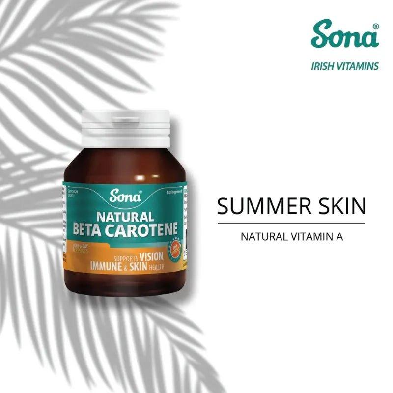 Sona Natural Beta Carotene Capsules (60) Supports Vision, Immune & Skin Health - One-A-Day