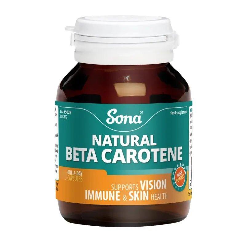 Sona Natural Beta Carotene Capsules (60) Supports Vision, Immune & Skin Health - One-A-Day