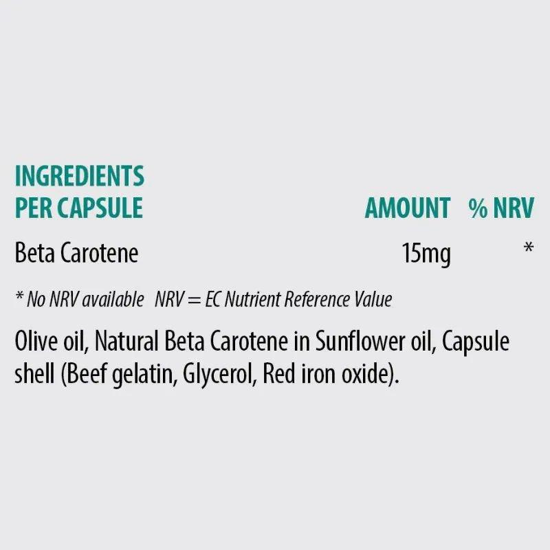Sona Natural Beta Carotene Capsules (60) Supports Vision, Immune & Skin Health - One-A-Day