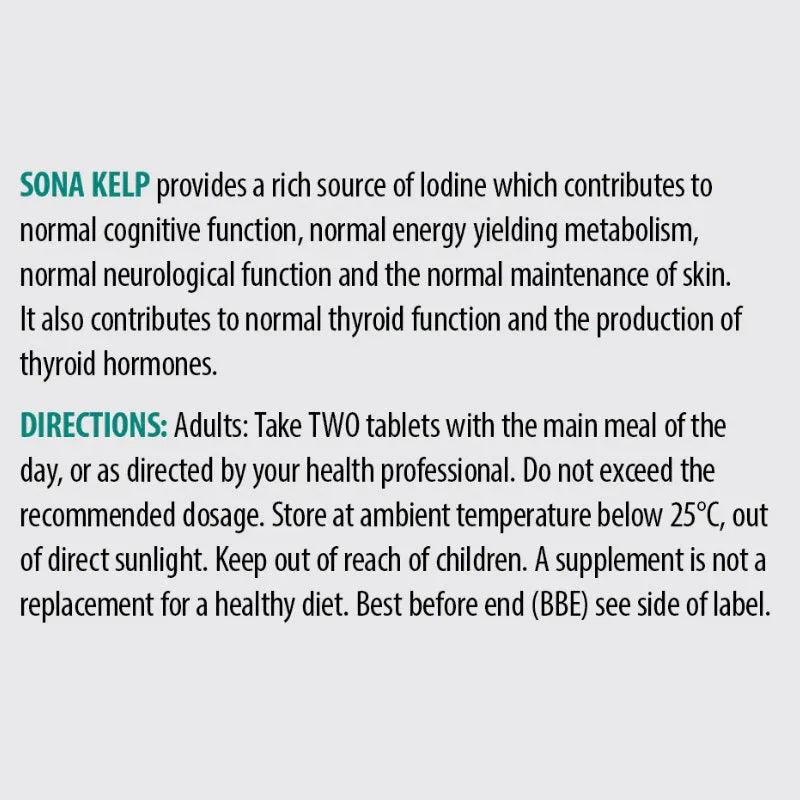 Sona Kelp 200 Tablets - Natural Source of Iodine, Supports Thyroid Function & Energy Metabolism, Vegan