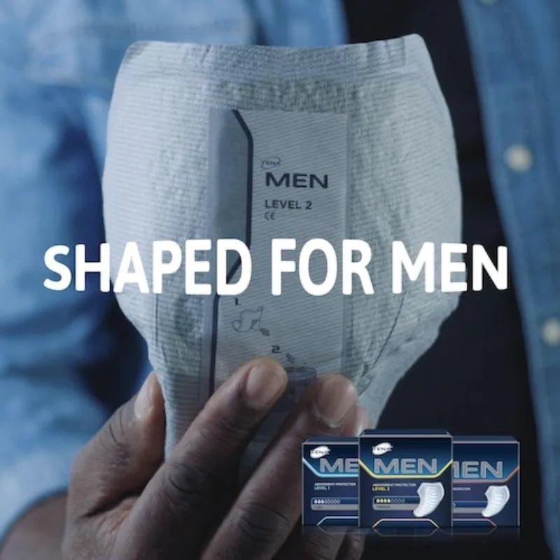 TENA Men Absorbent Protector Level 2 Pads 10 Pack - Secure Absorption Zone, Odour Control, Discreet