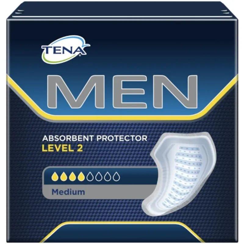 TENA Men Absorbent Protector Level 2 Pads 10 Pack - Secure Absorption Zone, Odour Control, Discreet