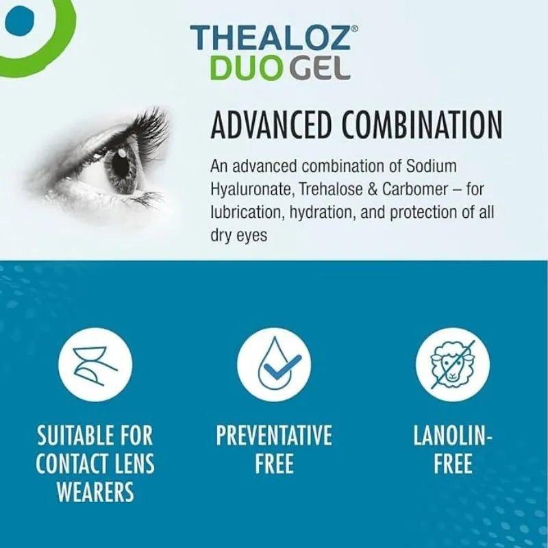 Thealoz Duo Gel for Dry Eyes - 30 Single Doses - Relief, Protects, Hydrates & Lubricates, Preservative-free, Long-lasting relief, Suitable for contact lens wearers