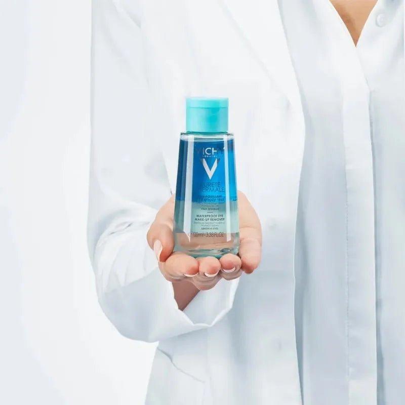 Vichy Purete Thermale Waterproof Eye Make Up Remover 100ml, Removes Resistant Makeup, Protects Lashes, Sensitive Eyes, Image Features: Waterproof, Sensitive Eyes