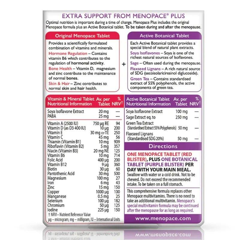 Vitabiotics Menopace Plus, Menopause Supplement with Botanicals, 26 Nutrients, During & After Menopause, 56 Tablets