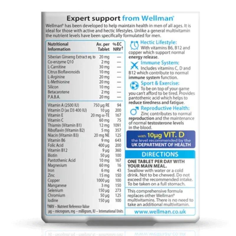 Vitabiotics Wellman Original Multivitamin for Men - Health & Vitality - 30 Pack - Vitamins B6, B12, Copper, Siberian Ginseng