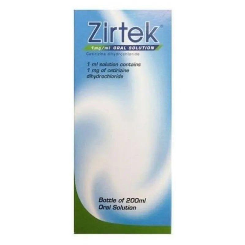 Zirtek 1mg/ml Oral Solution 200ml Cetirizine for Allergy Relief