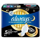 Always Ultra Secure Night Size 5 Ex Single 8 Pack