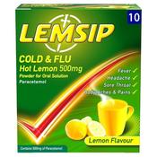 Lemsip Original Cold &amp; Flu Hot Lemon Paracetamol 500mg Sachets 10 Pack image