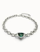 Uno de 50 short link chain with green crystal image