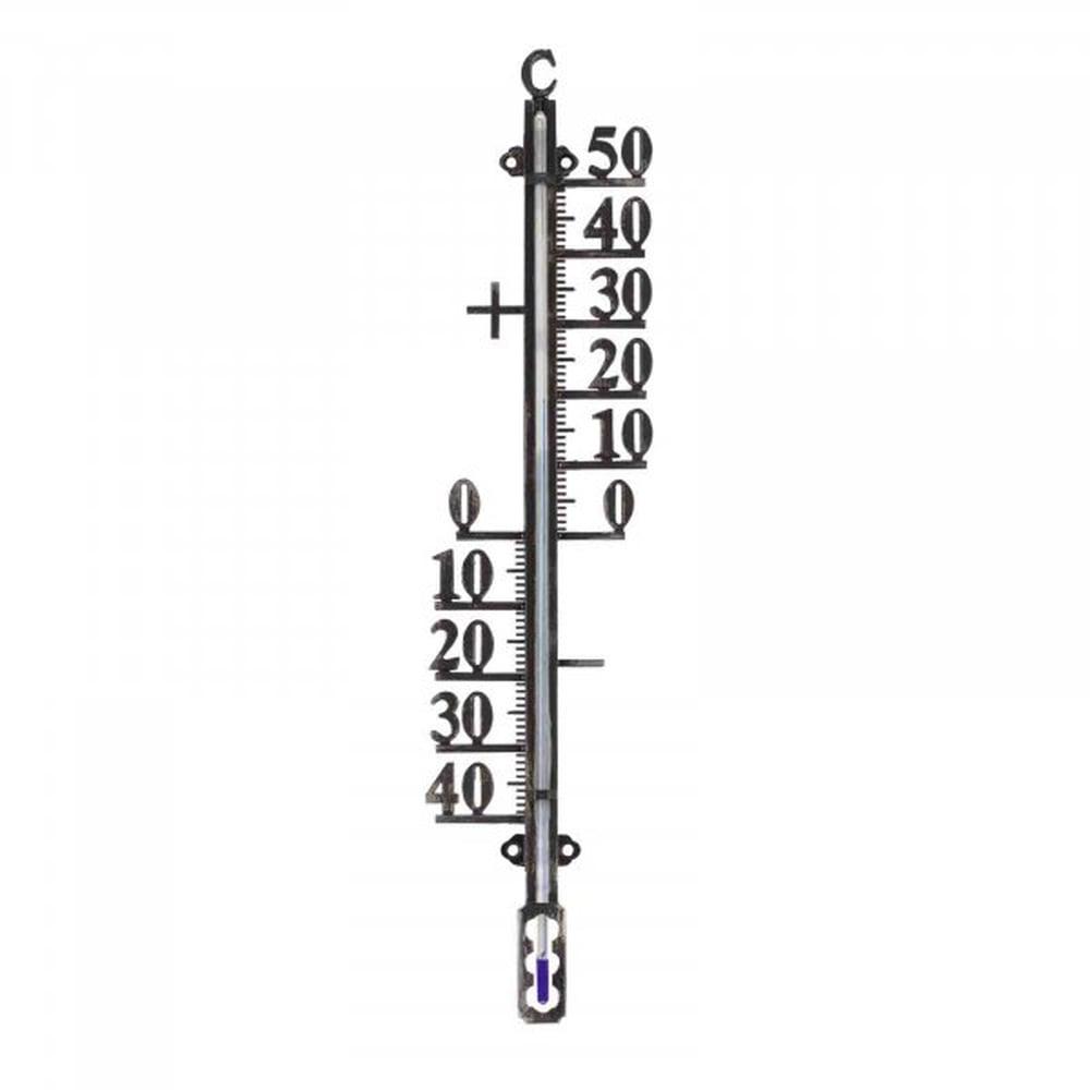 Outside-In Wall Thermometer 16in Centigrade Fahrenheit Metal