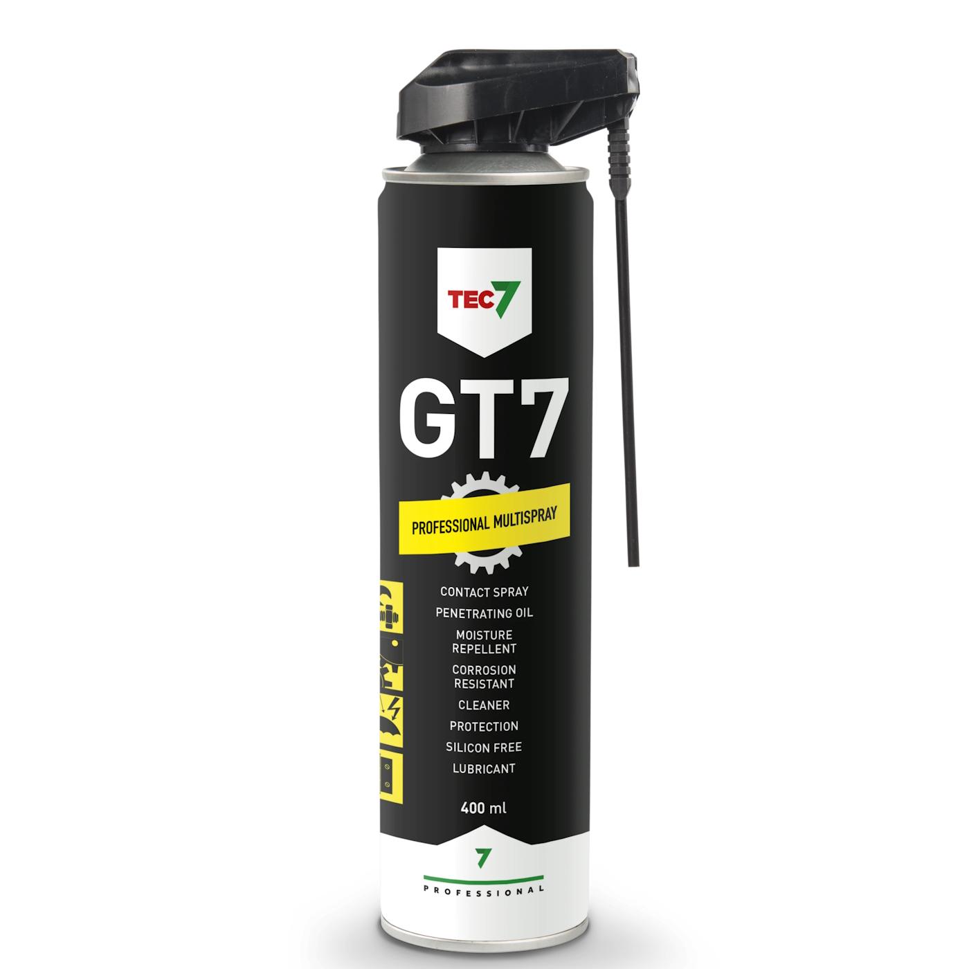 GT7 Multi-Purpose Spray 400ml - Contact Spray, Penetrating Oil, Moisture Repellent, Corrosion Resistant, Cleaner, Protection, Silicon Free, Lubricant