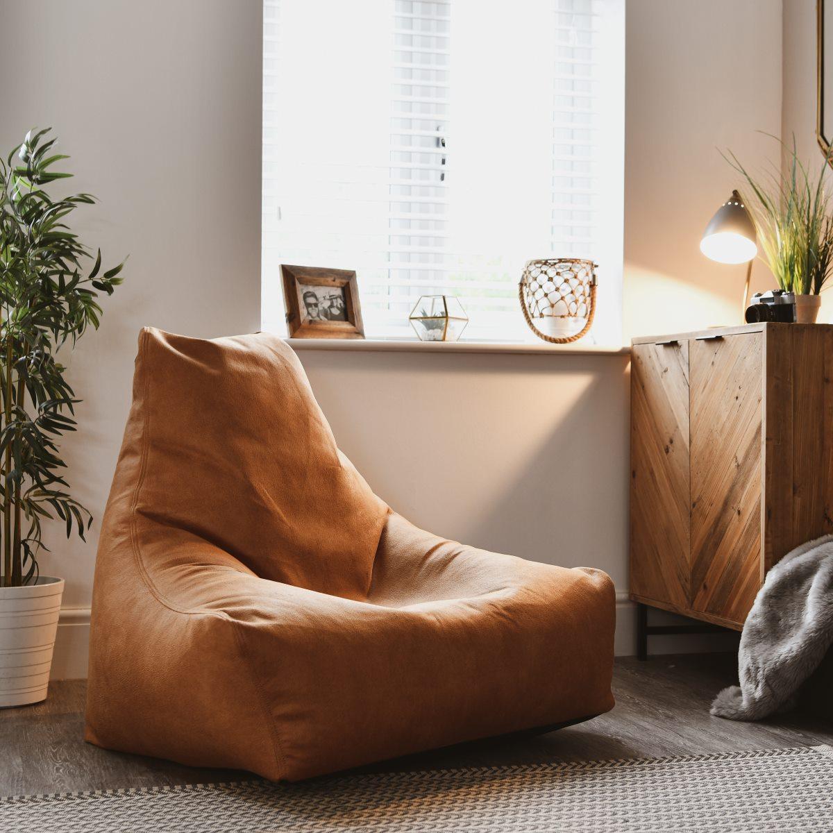 Extreme Lounging Mighty B Bean Bag - Tan Faux Leather