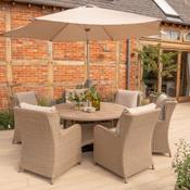 Kettler Derwent 6 Seat Round Dining Set with Parasol &amp; Base