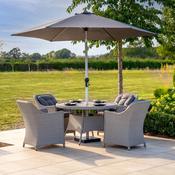 Kettler Foxley 4 Seat Round Dining Set with Parasol &amp; Base