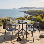 Sky 105 Table with 4 Paris Chairs in Dark Grey