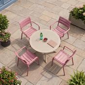Sky 105 Table Taupe with 4 Paris Chairs in Marsala