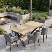 Palm 180cm Rectangular Dining Table Set with 6 Galaxy Chairs in Light Grey