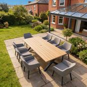 Palm 240cm Rectangular Dining Table Set with 8 Galaxy Chairs in Light Grey