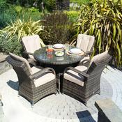 Cairo 4 Seat Rattan Round Outdoor Furniture Set with Quick Dry Seat and Back Cushions