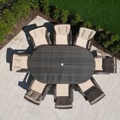 Cairo 8 Seat Set Oval Rattan Set with Cairo Chairs with Back Cushions image