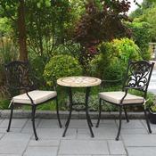 Hampshire Cast Aluminium Dalkey Outdoor Bistro Set with Stone Top Table
