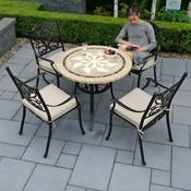 Dalkey 90cm Garden Table with 4 Cast Aluminium Hampshire Outdoor Chairs - Bronze