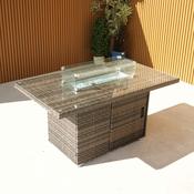 Rattan Rectangular Firepit Table - Chocolate