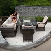 Rio Grande Corner Fire Pit Outdoor Sofa Set with 2 Armchairs - Chocolate image