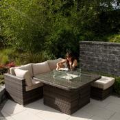 Rio Grande Corner Sofa Fire Pit Set - Chocolate image