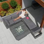 Rio Grande Rattan Corner Sofa Set With Gas Fire Pit Table in Grey image