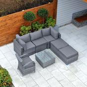 Rio Grande Corner Rattan Sofa Set With Chicago Chair - Grey