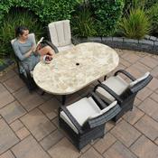 Bantry 160cm Marble Outdoor Table with 4 Cairo Rattan Chairs