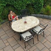 Bantry 160cm Marble Outdoor Furniture Table with 4 Hampshire Chairs - Bronze