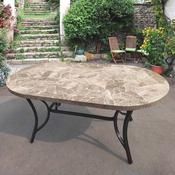 160cm Bantry Oval Marble Outdoor Furniture Table on Cast Aluminium Legs
