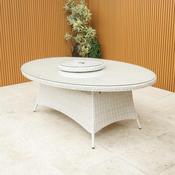 Roma 8 Seat Oval Garden Furniture Table with Parasol Hole and Lazy Susan - Light Grey image