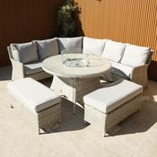 Hamilton Corner Bench Set with Round Firepit Dining Table image