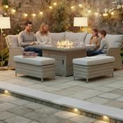 Hamilton Rattan Corner Dining Set with Square Firepit and Two Benches image