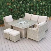 Hamilton 3 Seat Rattan Sofa Set with Square Gas Firepit Table