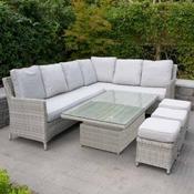 Hamilton Left Hand Sofa Corner Set with Rectangular Rising Table &amp; Footstools