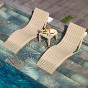 Two Slim Sunloungers - Taupe